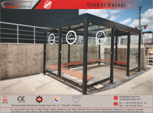 Smoking booth made of steel frame support system.